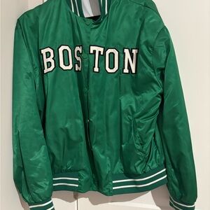Edikted Emerald Green Boston Oversized Satin Bomber Jacket